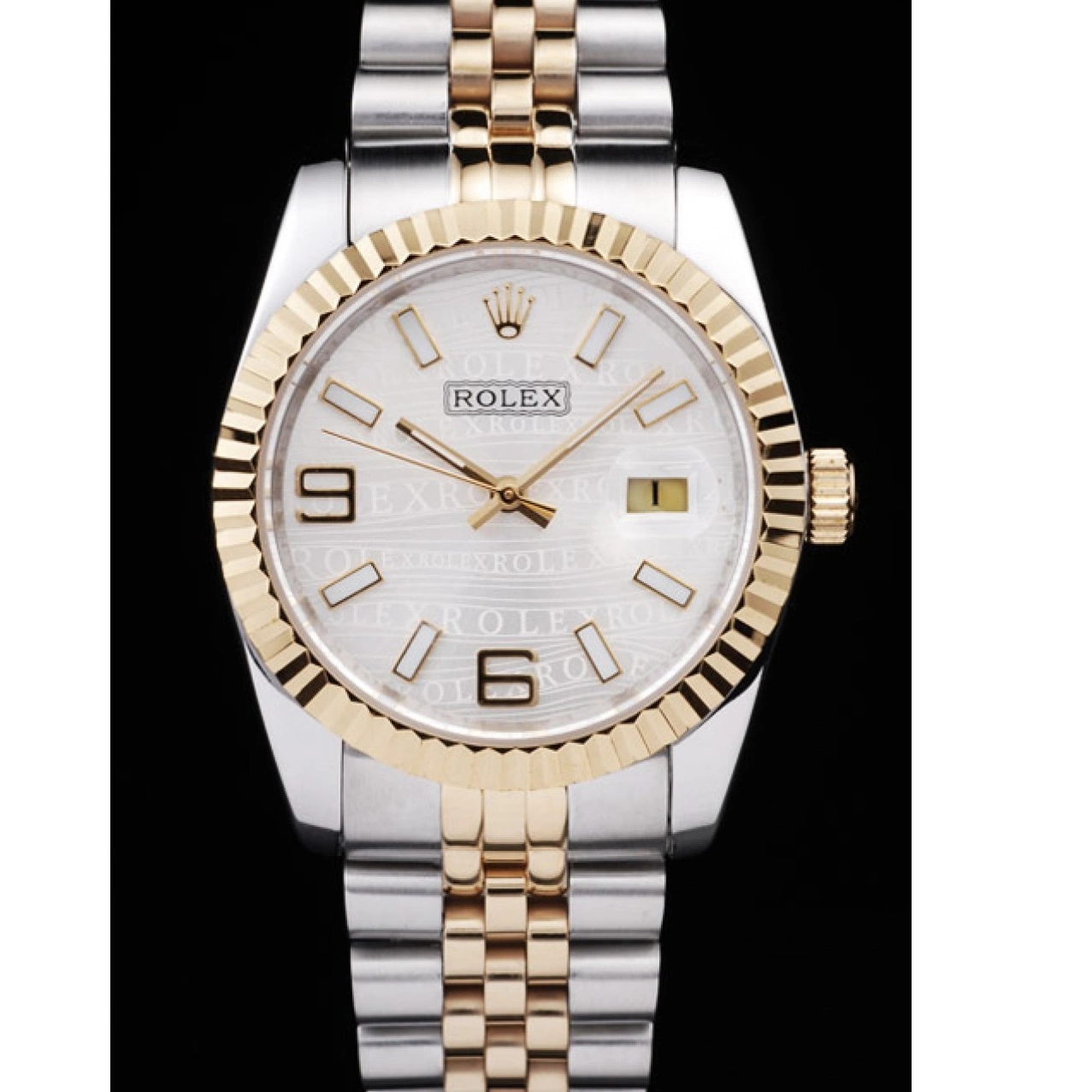 Aaa replica watch 98084 Two Gold Stainless Silver DateJust Plated Steel 18k Dial Rolex Tone 0220