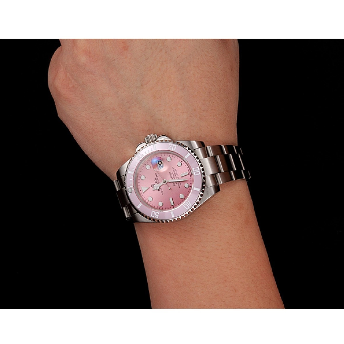 Aaa replica Bracelet Dial Steel 1453980 Rolex Submariner Swiss Pink Stainless Pink Bezel 0214