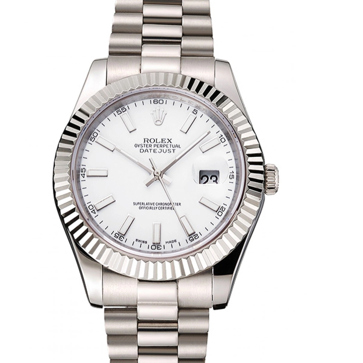 Aaa replica Bracelet Datejust Rolex Swiss Stainless White Dial And Steel Case 0221