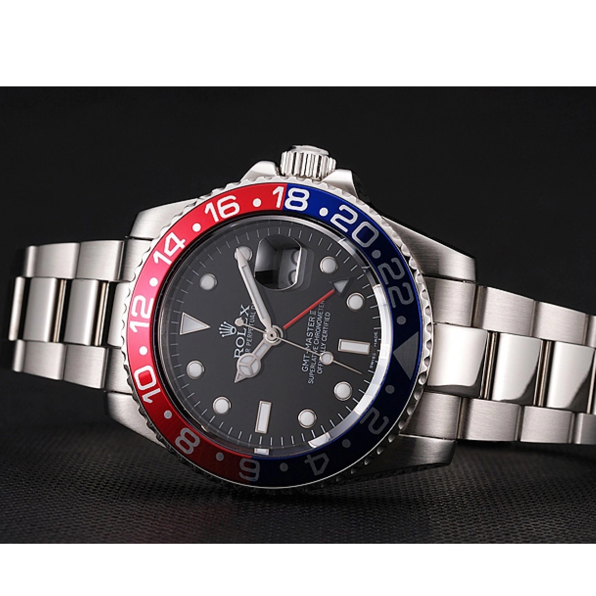 Aaa replica And Bracelet Case Pepsi Black Rolex Swiss 1453751 Steel Bezel Stainless GMT Master Dial II 0220