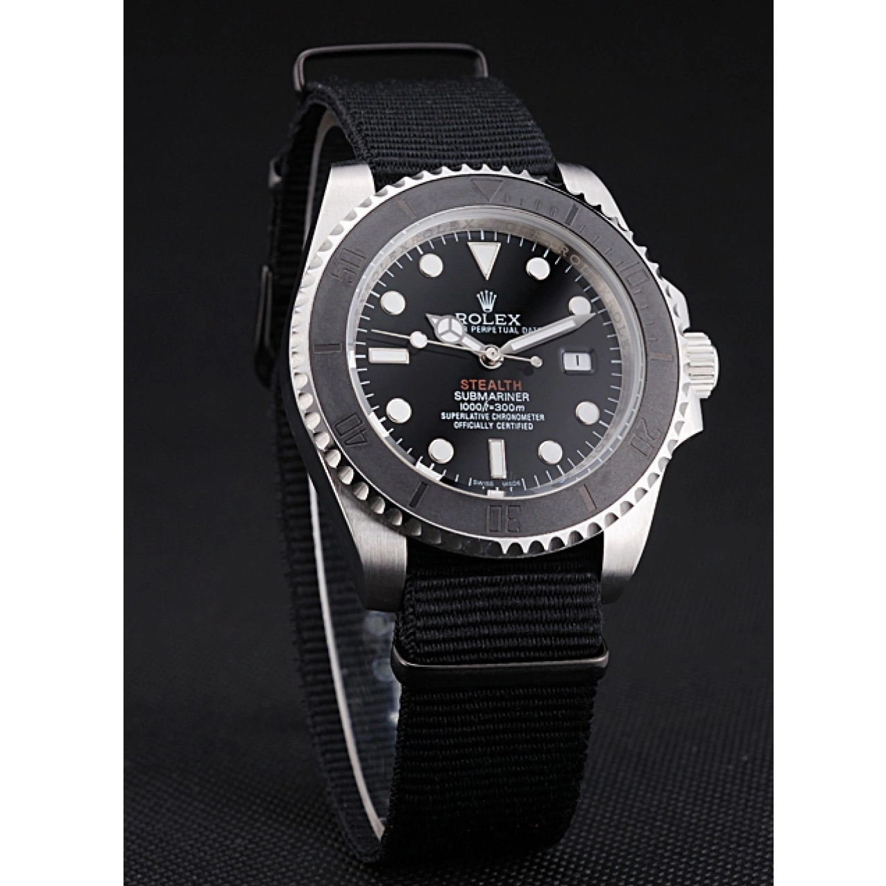 Aaa replica watch IV 621386 MK Fabric Submariner rl424 Rolex Black STEALTH Band 0220