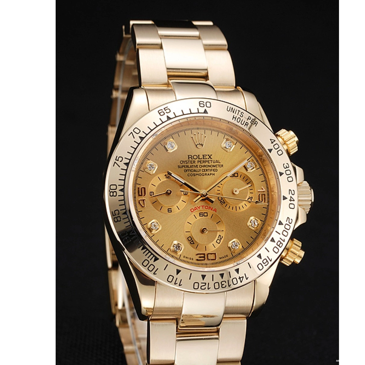 Aaa replica Dial Case Rolex Brown Diamond And 1454245 Gold Daytona Cosmograph Numerals Bracelet 0222