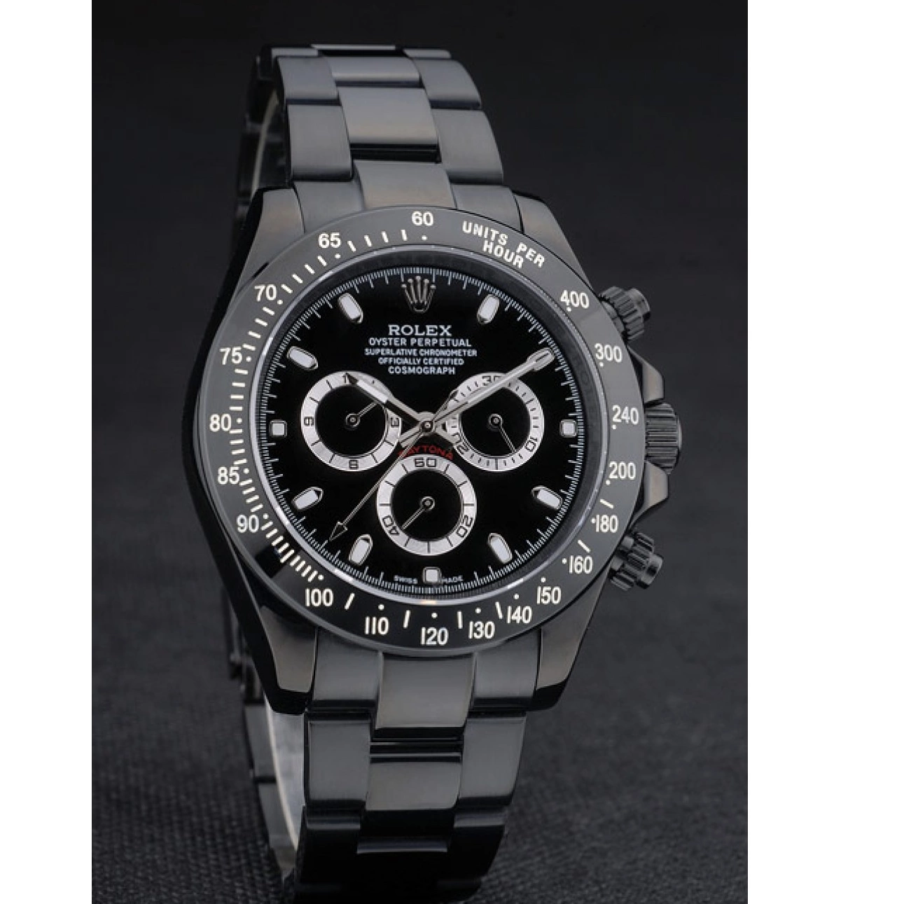 Aaa replica watch Tachymeter Ion 80247 Stainless Strap Black Dial Daytona Steel Black Black Plated Rolex 0209