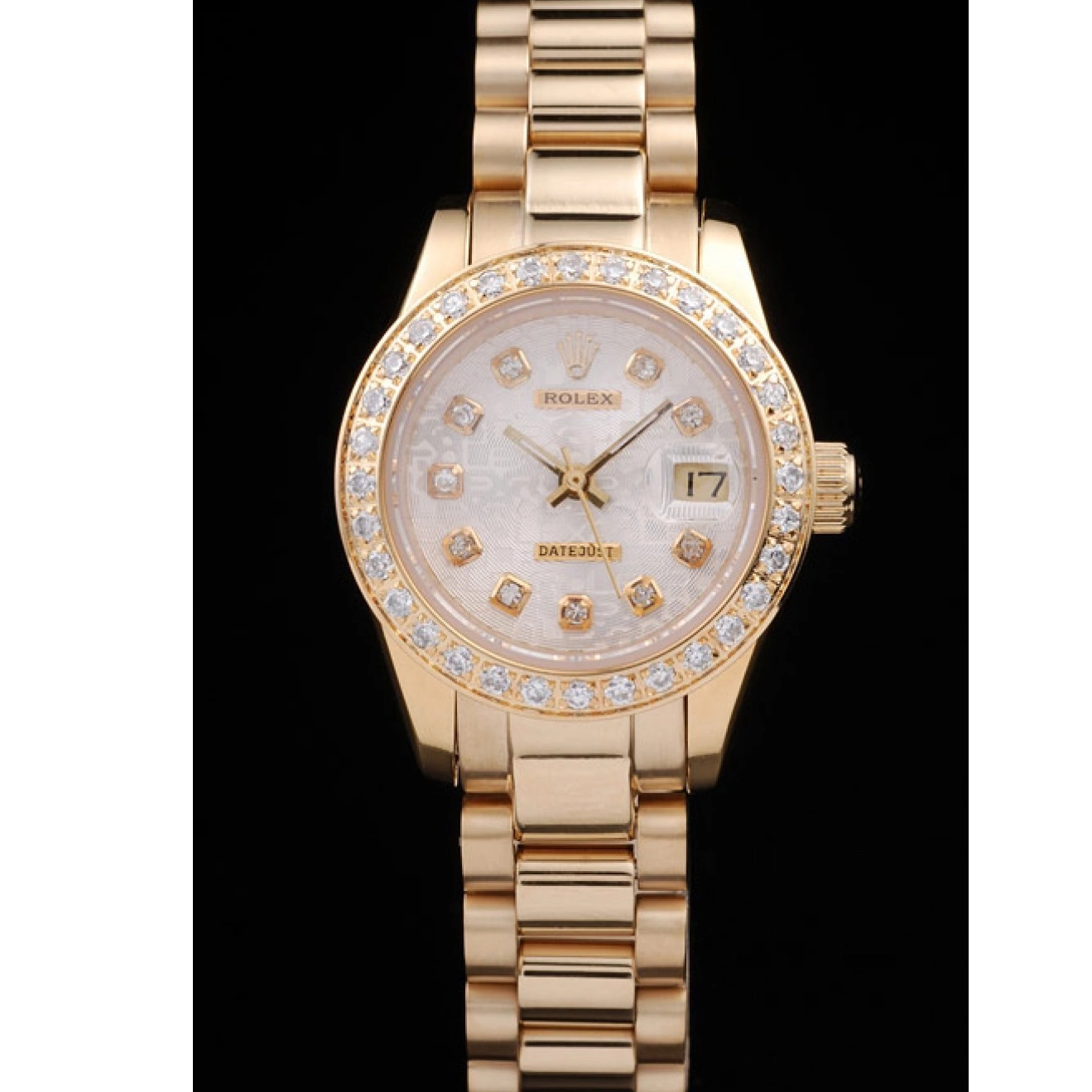 Aaa replica watch Stainless Plated Datejust Yellow 98076 Diamond Plated Rolex 18k Gold Steel 0213