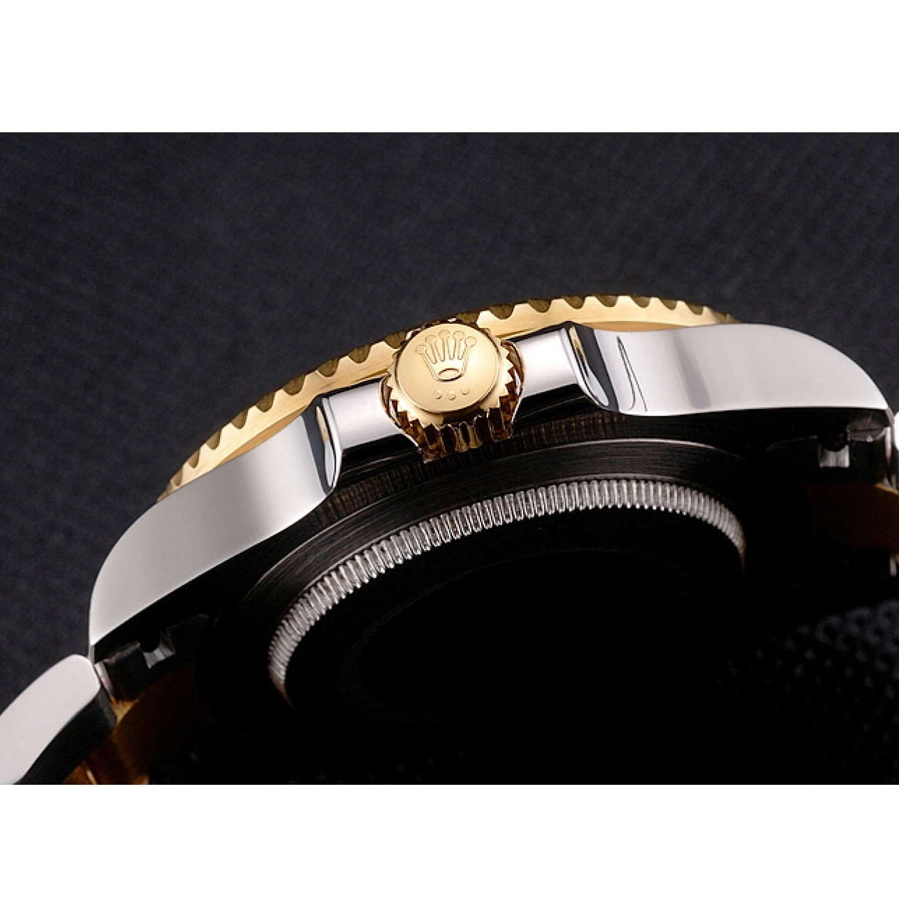 Aaa replica Two Black Bezel Dial Submariner Gold Bracelet Rolex Tone And Steel Swiss 0220