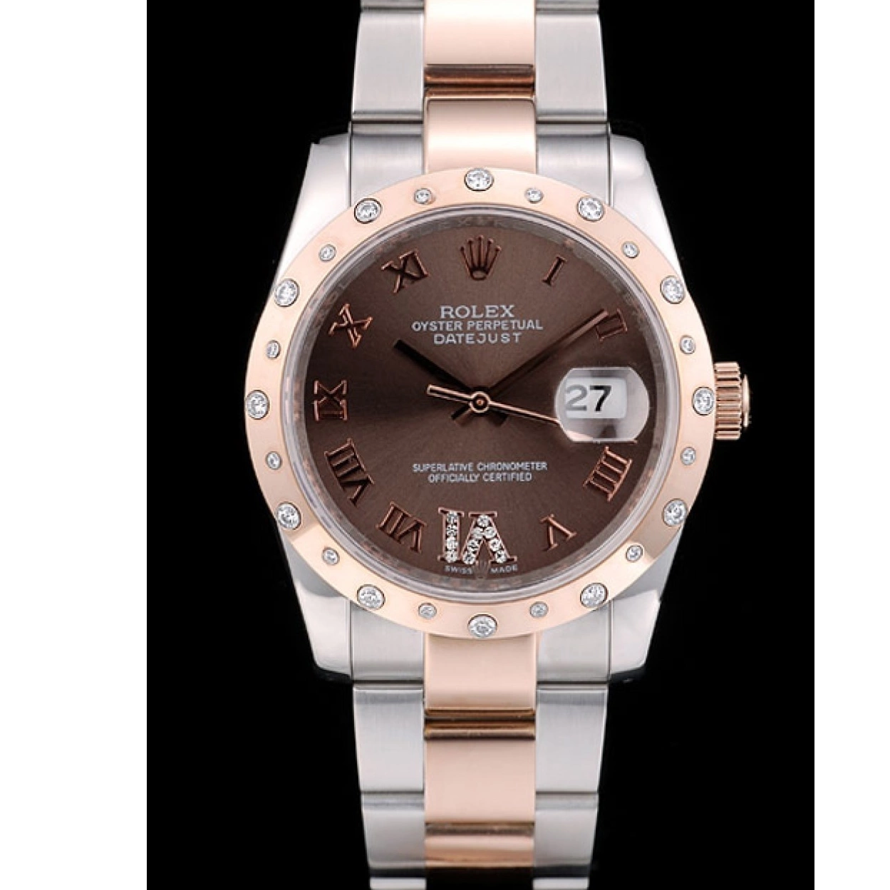 Aaa replica DateJust Brown Diamond Case Steel 41994 Stainless Brushed Plated Dial Rolex 0222