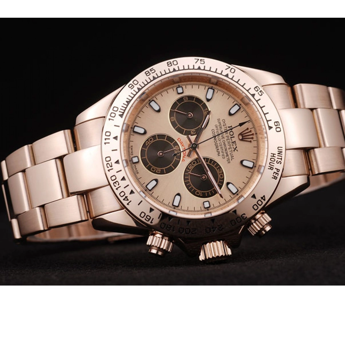 Aaa replica Plated Bezel Rose Daytona Gold Steel Rolex Dial Gold Rose Stainless 0223