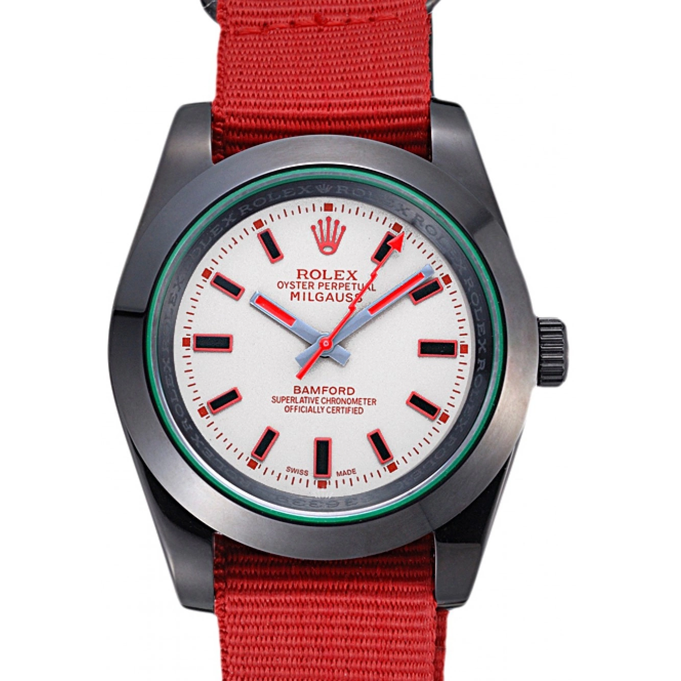 Aaa replica watch 622002 Strap Bamford Milgauss Red Rolex Nylon 0217