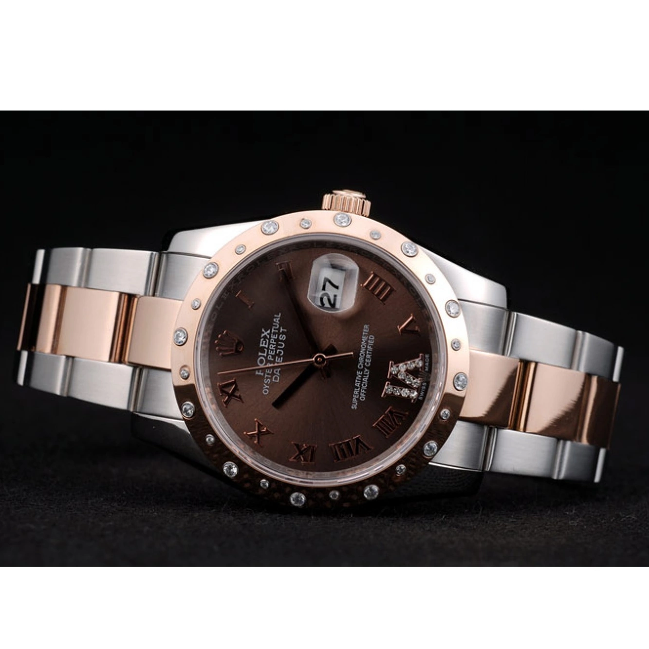 Aaa replica DateJust Brown Diamond Case Steel 41994 Stainless Brushed Plated Dial Rolex 0222