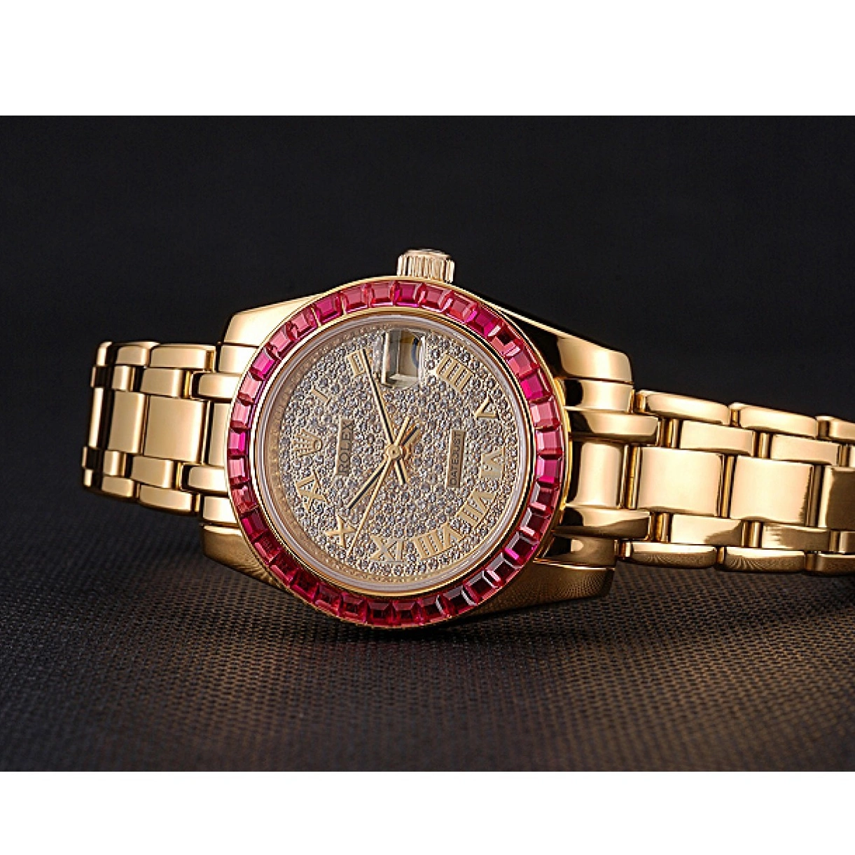 Aaa fake watches Pink Diamond Gold Datejust Dial And 622835 Bracelet Jewels Bezel Case Rolex 0221