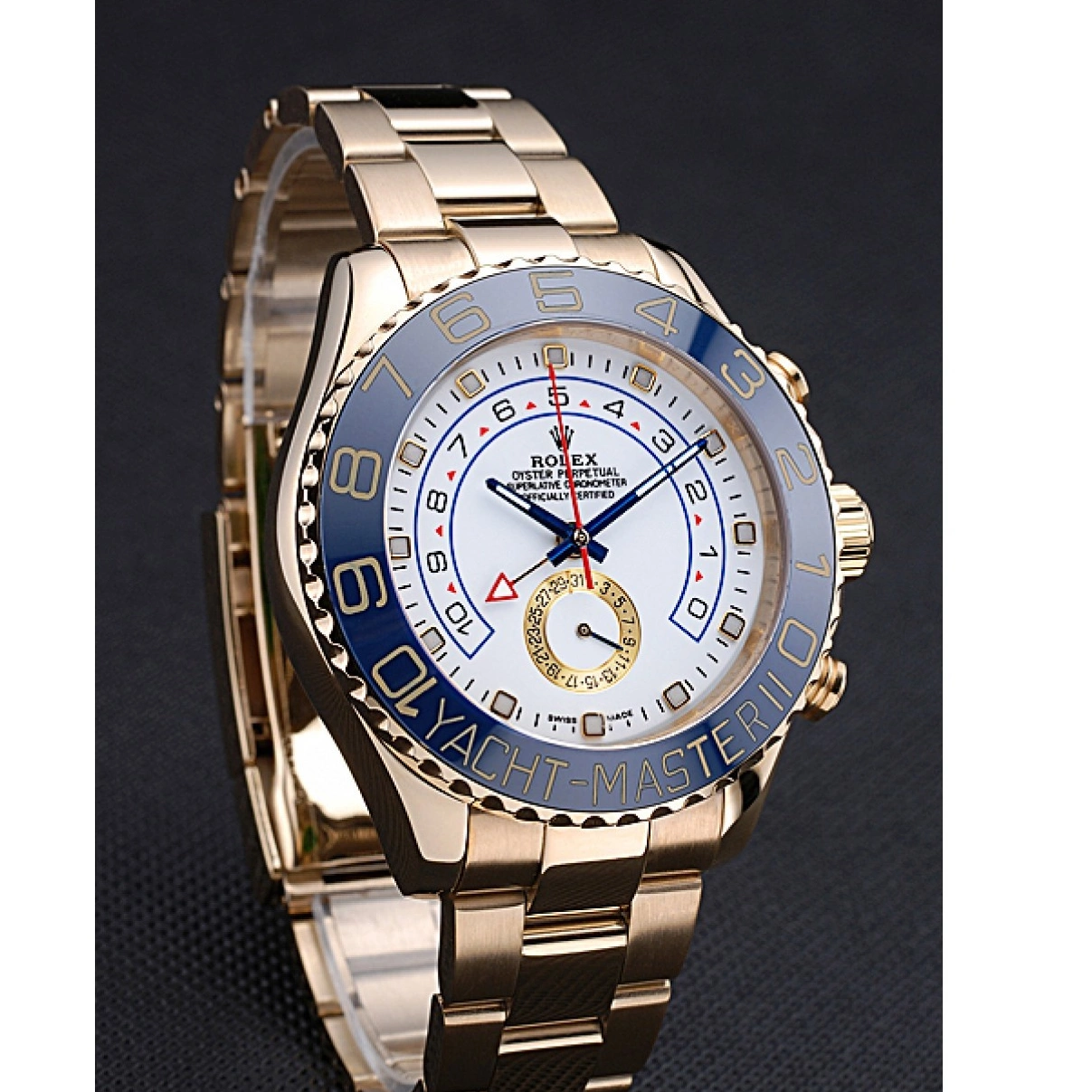 Aaa fake watches Bezel Rolex Bracelet Gold 622271 II Yachtmaster Blue Dial White 0217