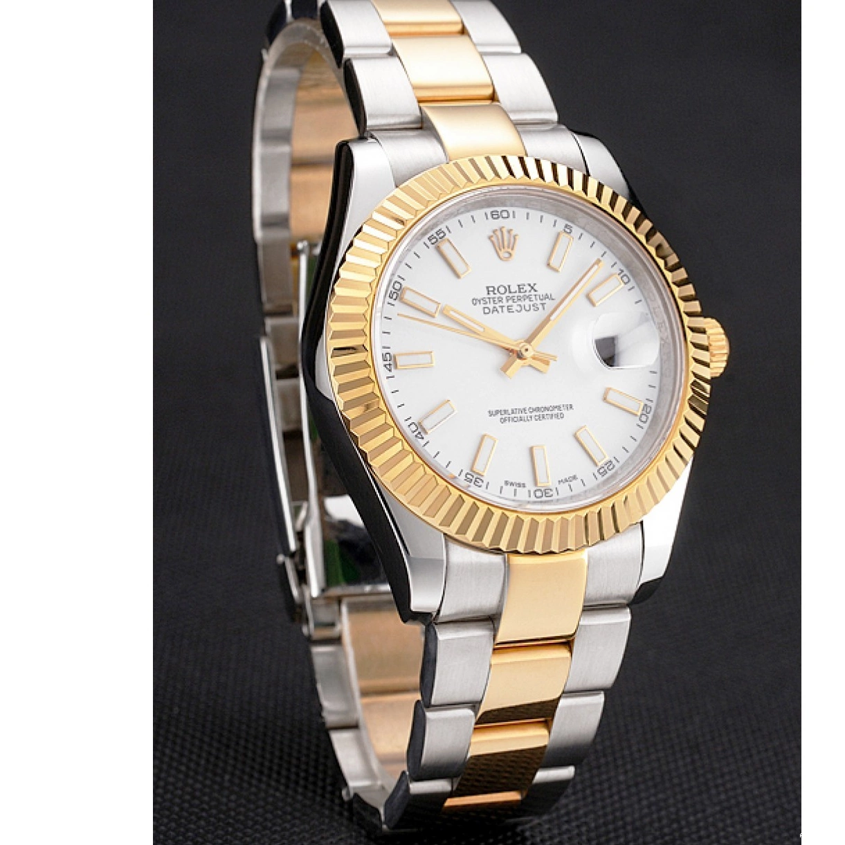 Aaa fake watches Bracelet Swiss Stainless Datejust Dial Two Tone Rolex Case Gold Steel White 0225