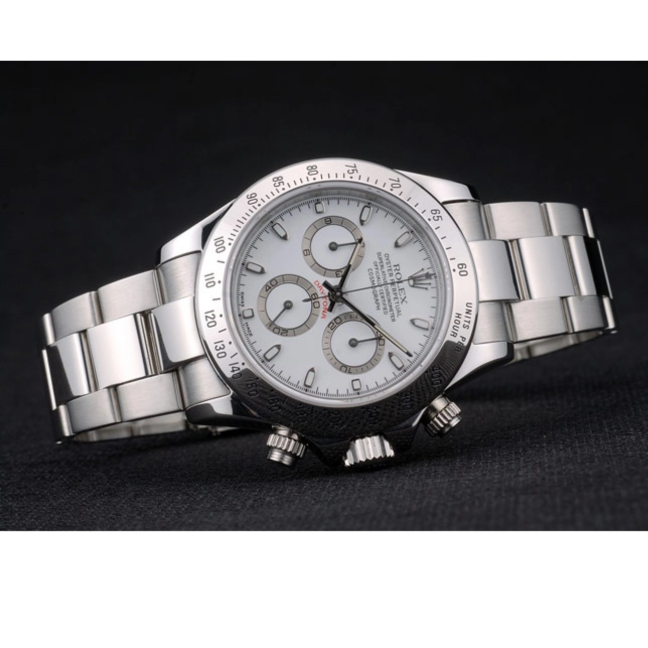 Aaa fake watches 80297 Rolex Stainless Swiss Bracelet White Steel Dial Daytona 0227