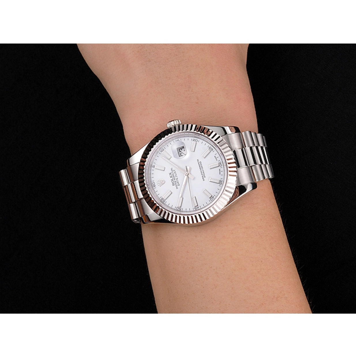 Aaa replica Bracelet Datejust Rolex Swiss Stainless White Dial And Steel Case 0221