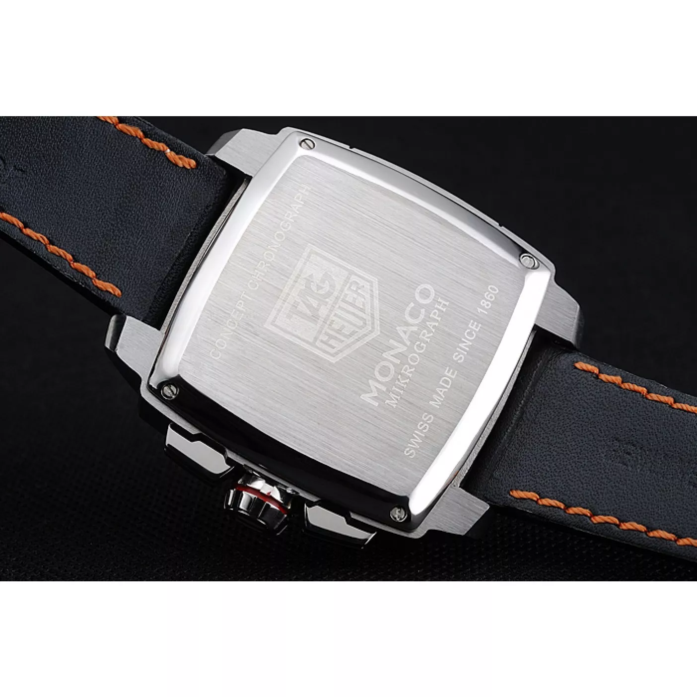 Aaa replica watch Tag Heuer Monaco Mikrograph Black Leather Strap Black Dial 7923 0203