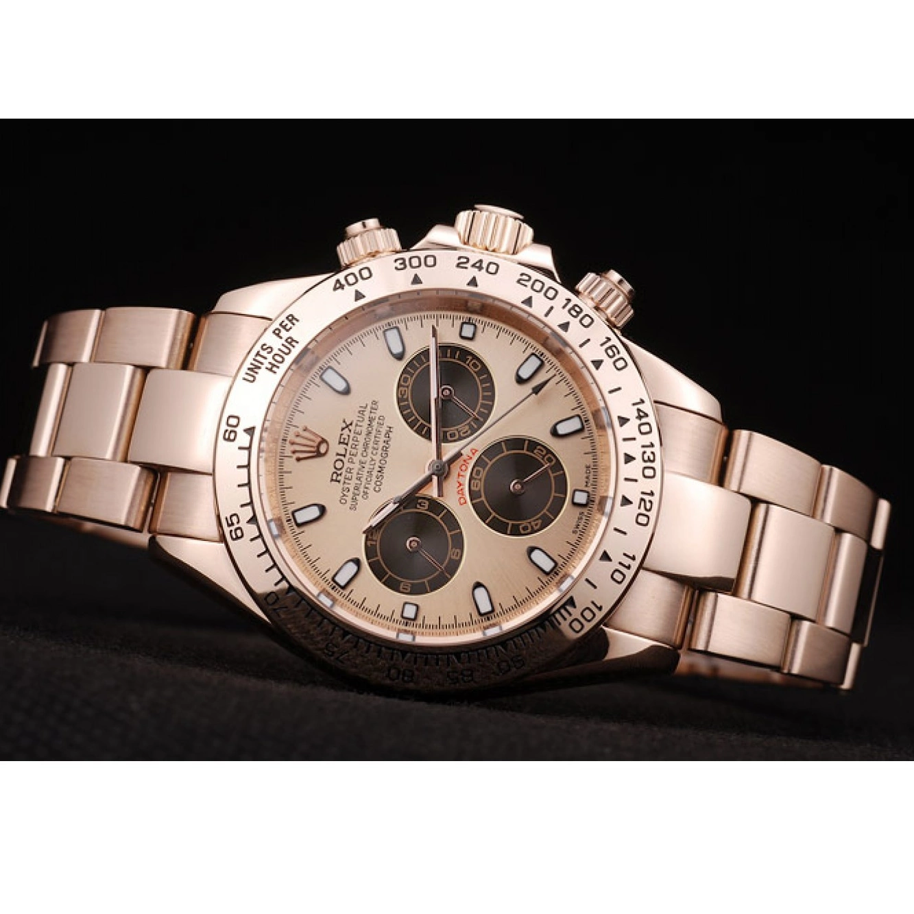 Aaa replica Plated Bezel Rose Daytona Gold Steel Rolex Dial Gold Rose Stainless 0223