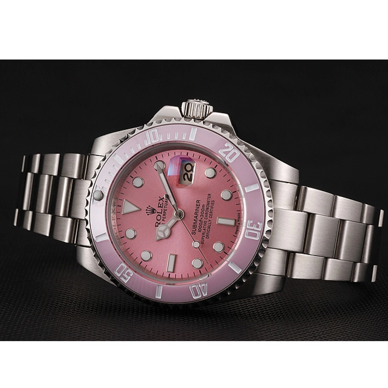 Aaa replica Bracelet Dial Steel 1453980 Rolex Submariner Swiss Pink Stainless Pink Bezel 0214