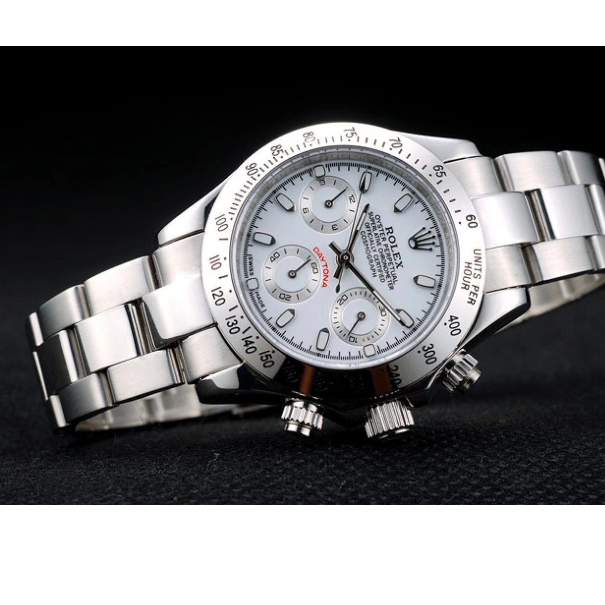 Aaa fake watches Daytona Steel White Tachymeter Dial Lady Rolex Stainless Case 0226