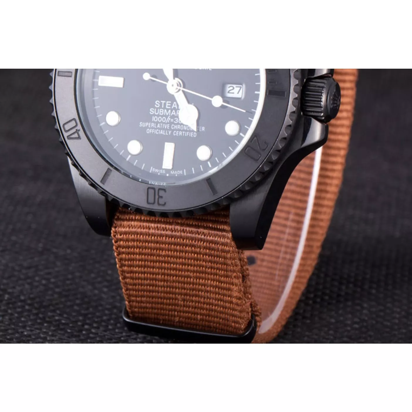 Aaa replica watch Rolex Submariner STEALTH MK IV Brown Fabric Band rl426 621388 0205