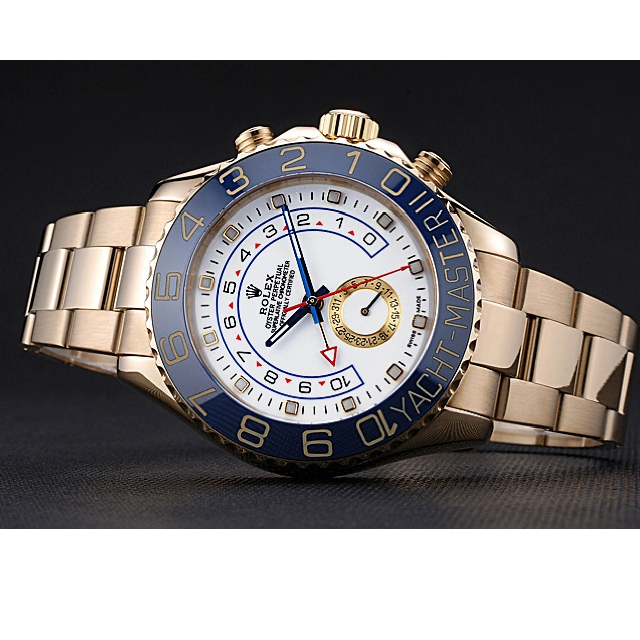 Aaa fake watches Bezel Rolex Bracelet Gold 622271 II Yachtmaster Blue Dial White 0217