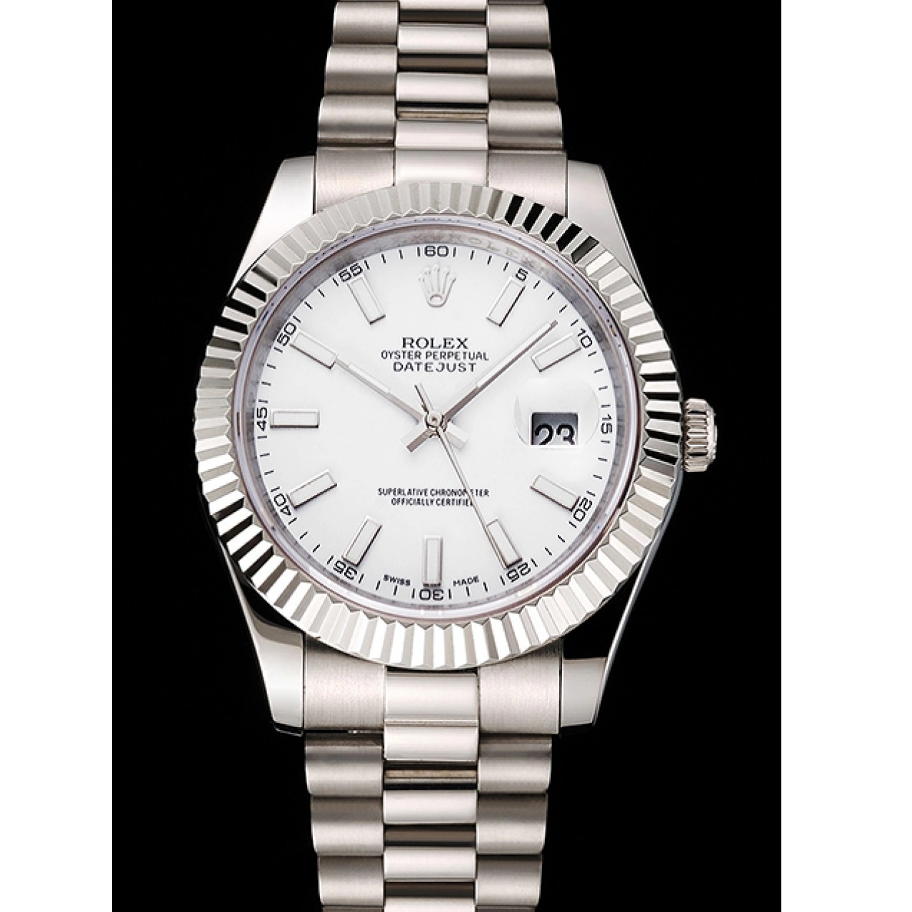 Aaa replica Bracelet Datejust Rolex Swiss Stainless White Dial And Steel Case 0221