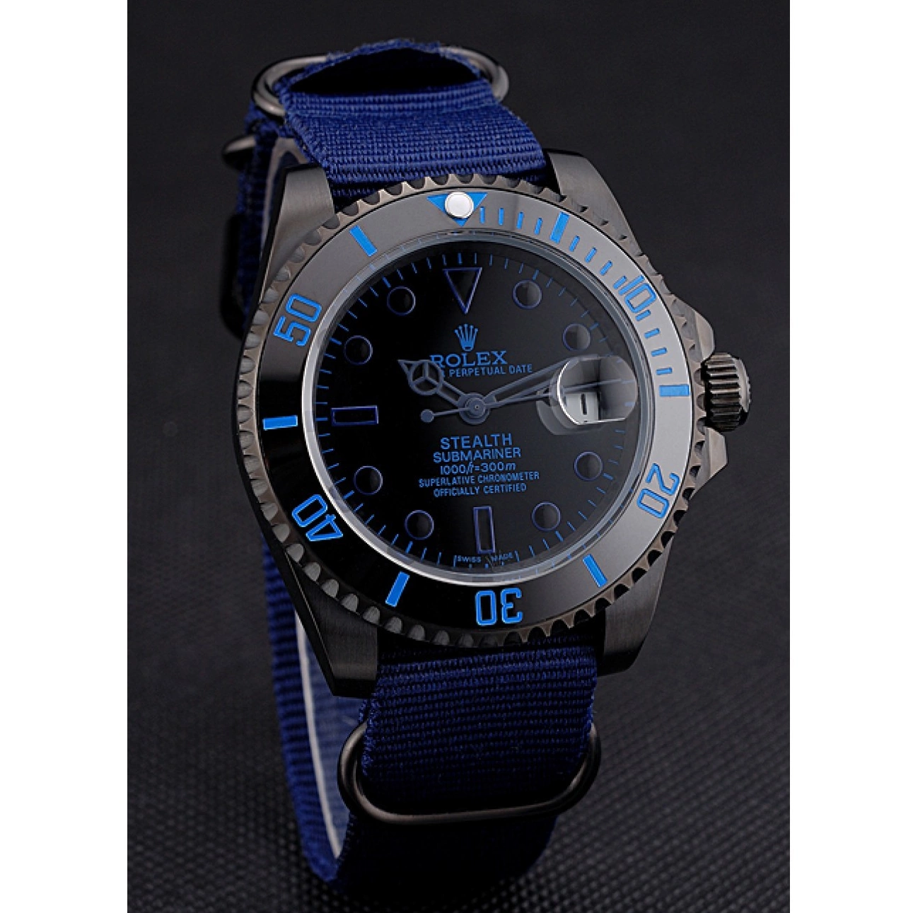 Aaa replica 622008 Rolex Nylon Strap Blue Submariner Stealth 0223