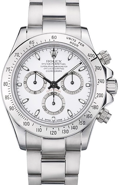 Aaa replica watch Dial Swiss Rolex White Stainless Steel Daytona 80297 Bracelet 0225