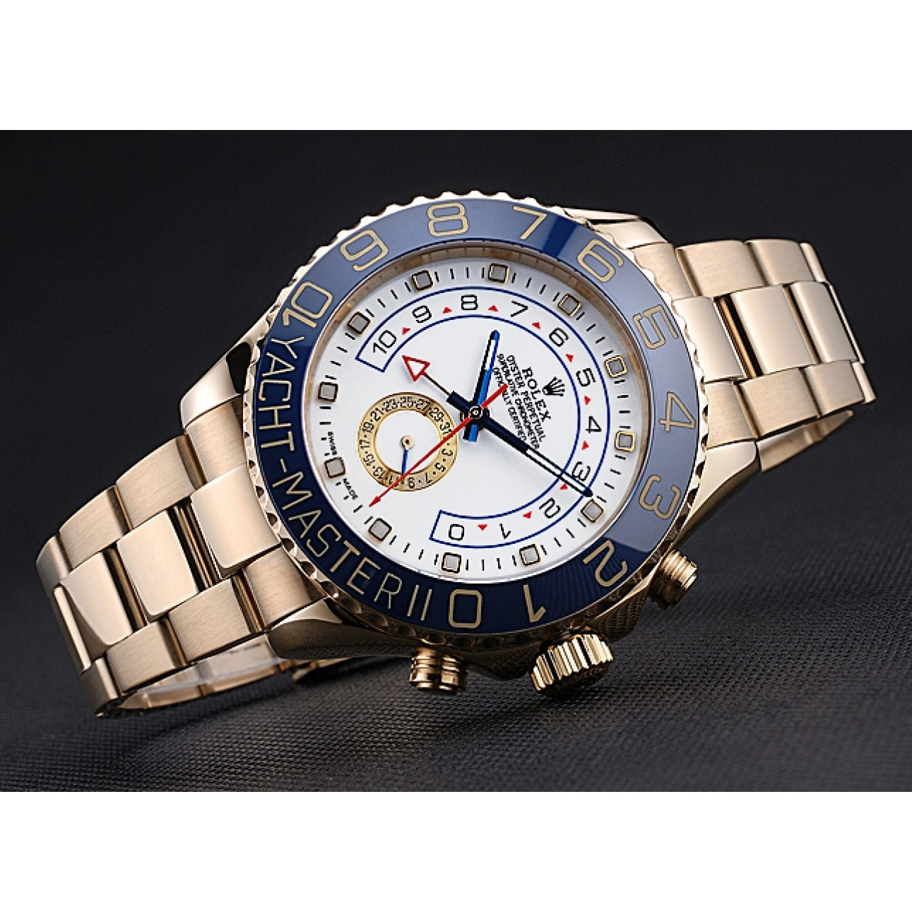 Aaa fake watches Bezel Rolex Bracelet Gold 622271 II Yachtmaster Blue Dial White 0217