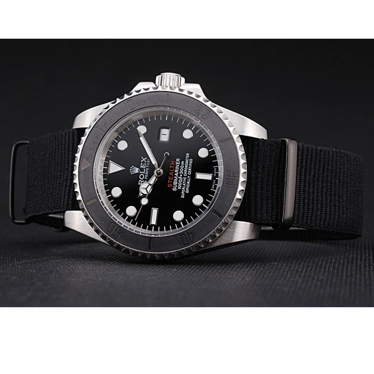 Aaa replica watch IV 621386 MK Fabric Submariner rl424 Rolex Black STEALTH Band 0220