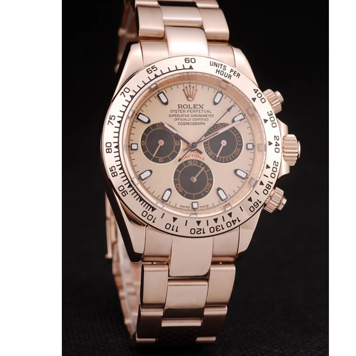 Aaa replica Plated Bezel Rose Daytona Gold Steel Rolex Dial Gold Rose Stainless 0223