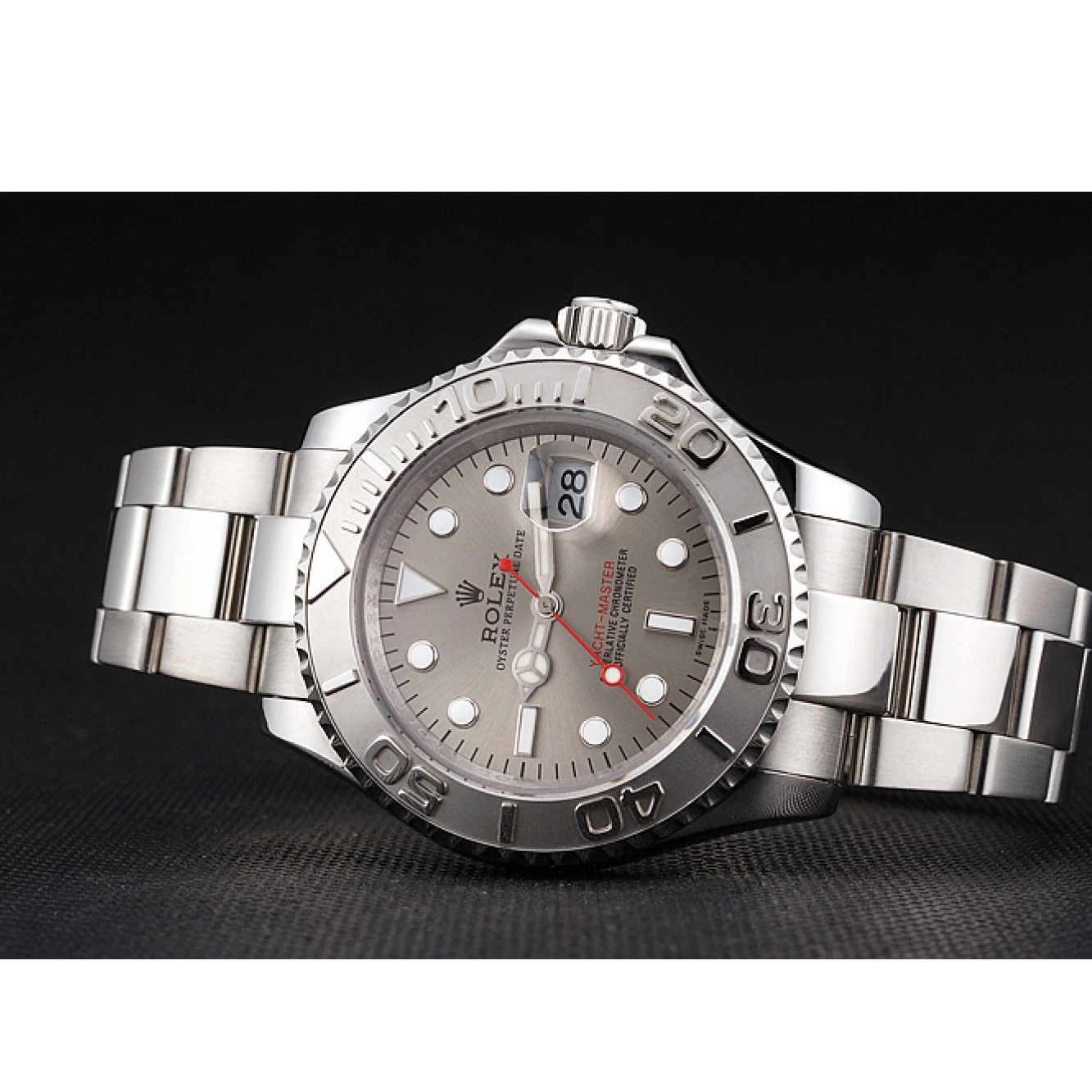 Aaa replica Gray Dial Yacht-Master Bracelet Stainless And Rolex Swiss Steel Case 0225