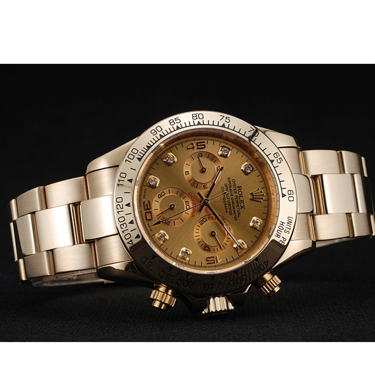 Aaa replica watch Case Numerals Gold Diamond And 1454245 Bracelet Cosmograph Dial Brown Daytona Rolex 0214