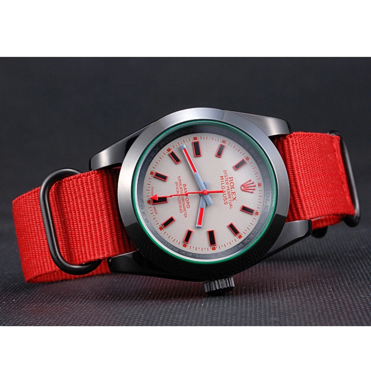 Aaa fake watches Bamford Nylon Strap Milgauss Rolex Red 622002 0226