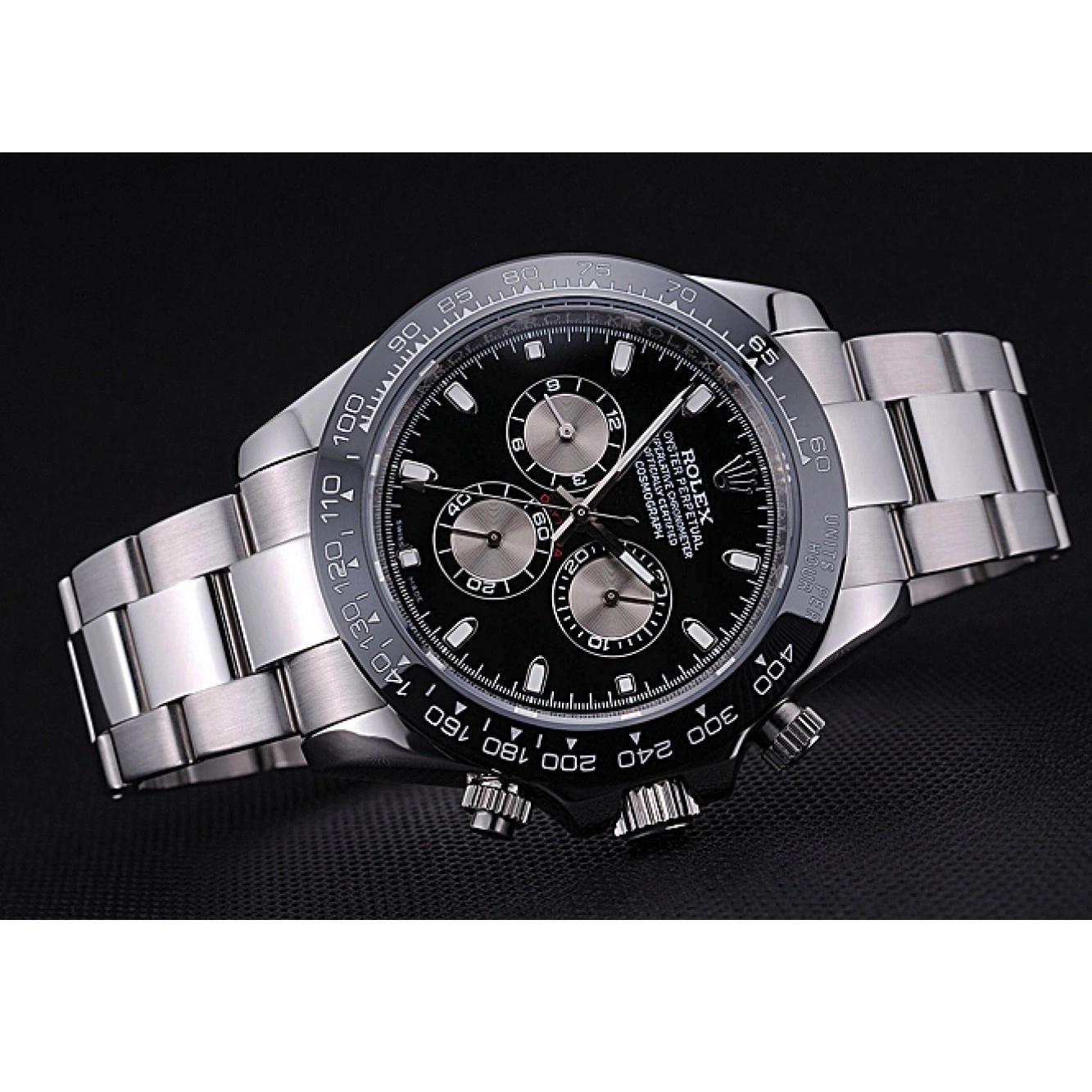 Aaa replica 622543 Daytona Rolex Steel Bracelet Cosmograph Dial Black Stainless 0211