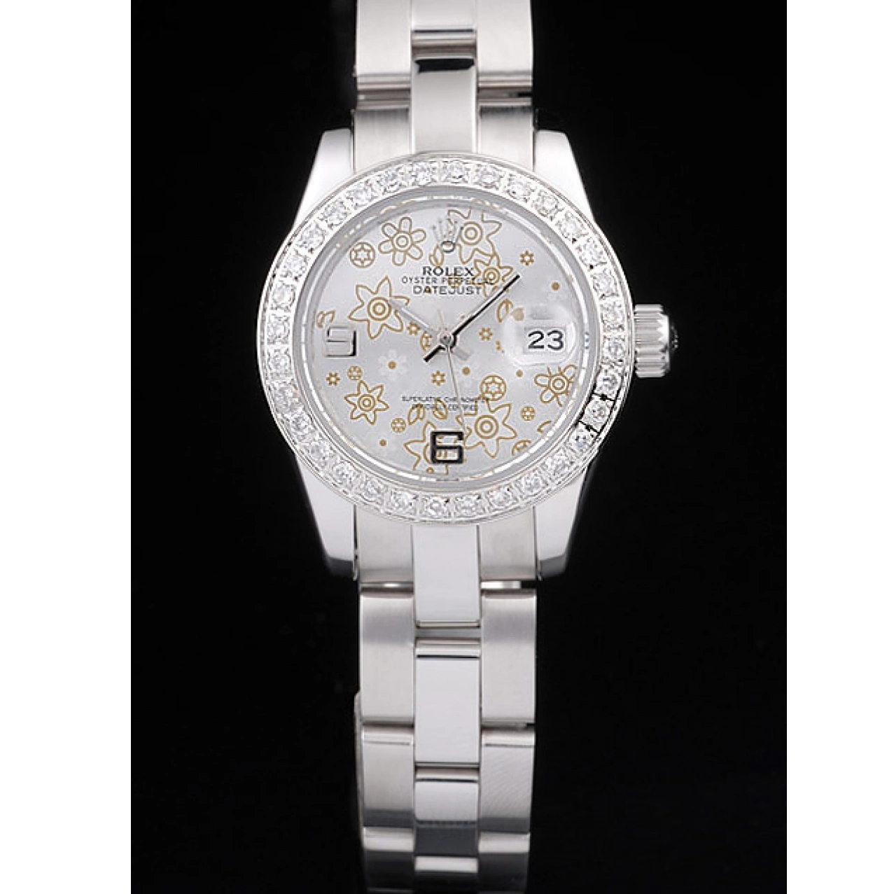 Aaa replica Datejust Dial Flowers Diamond Polished Steel Plated Rolex 98082 Silver Stainless 0222