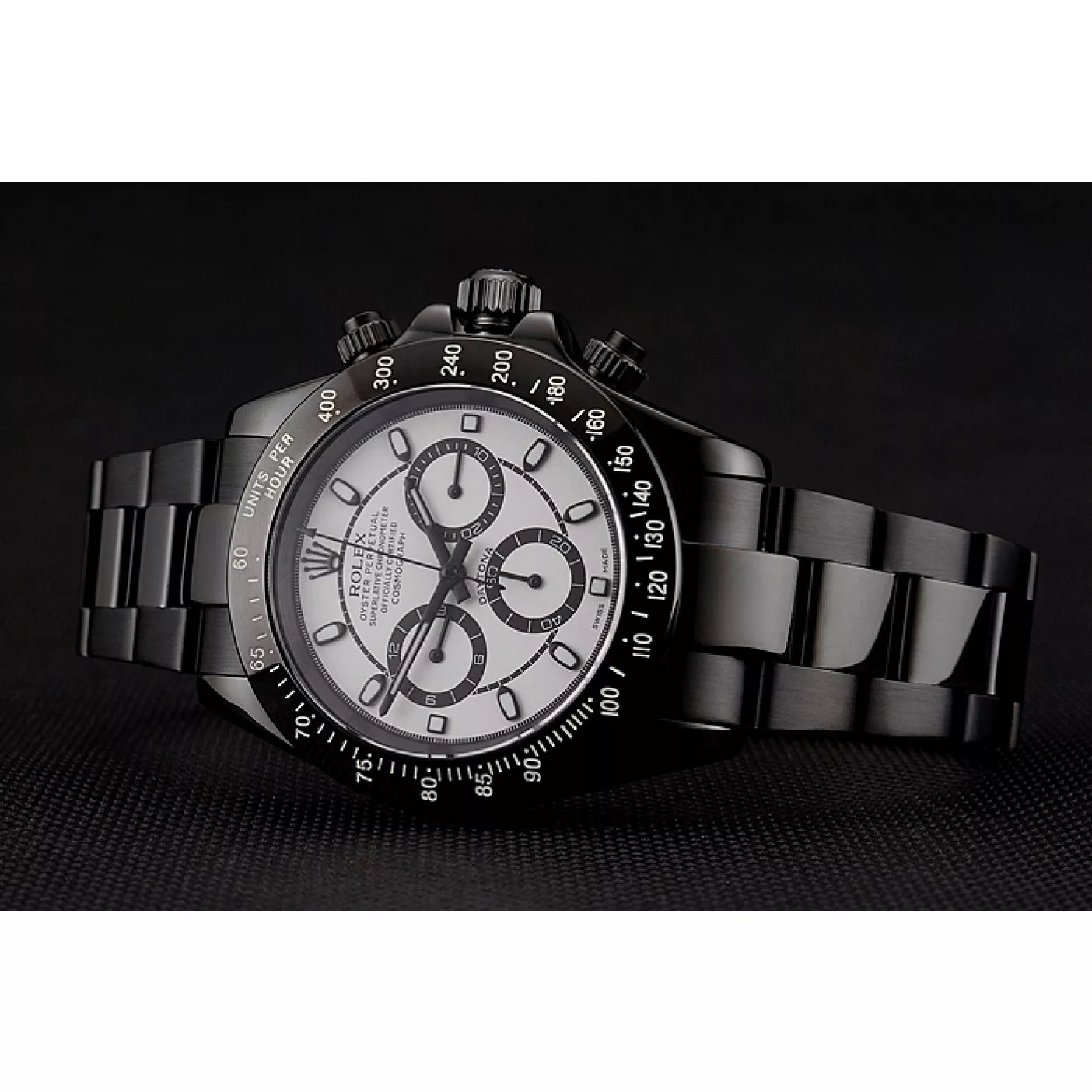 Aaa replica Rolex Daytona Midnight White Dial Black Staineless Steel Bracelet 1454021 0205