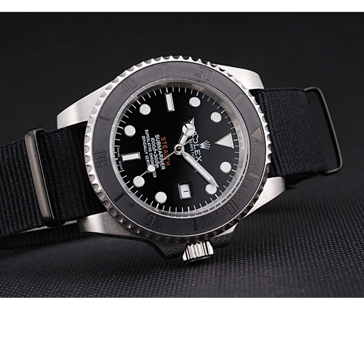 Aaa replica watch IV 621386 MK Fabric Submariner rl424 Rolex Black STEALTH Band 0220