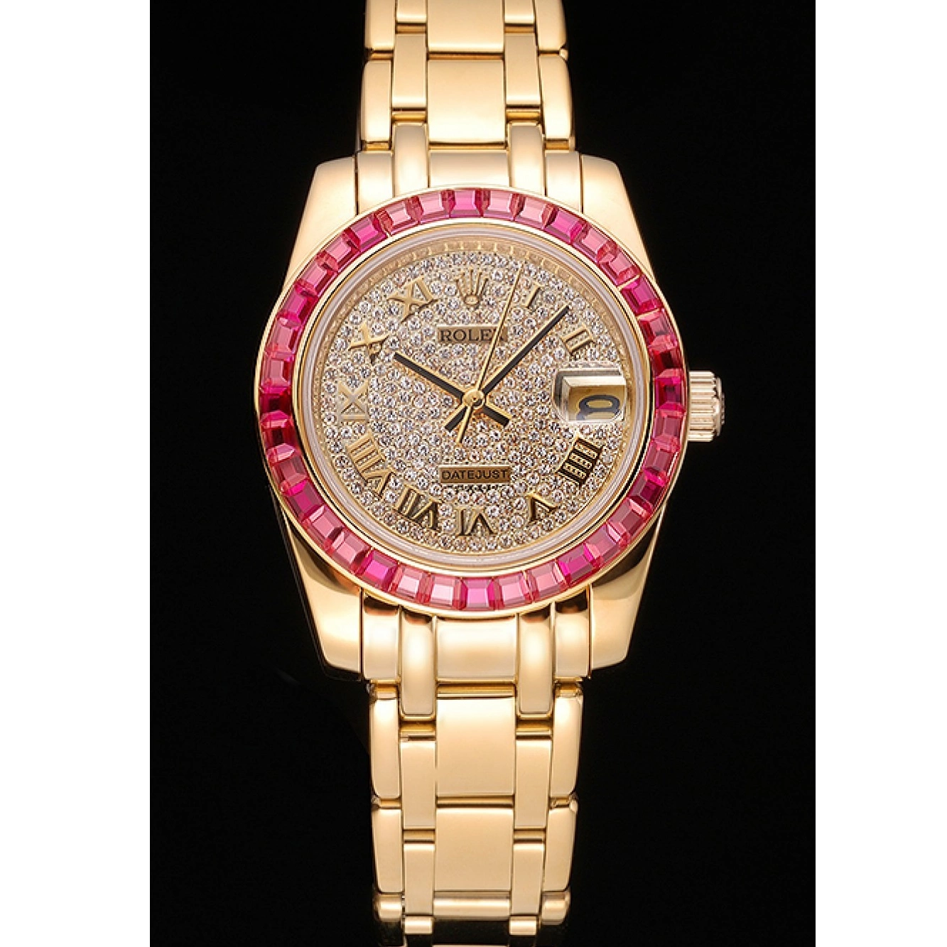 Aaa fake watches Pink Diamond Gold Datejust Dial And 622835 Bracelet Jewels Bezel Case Rolex 0221