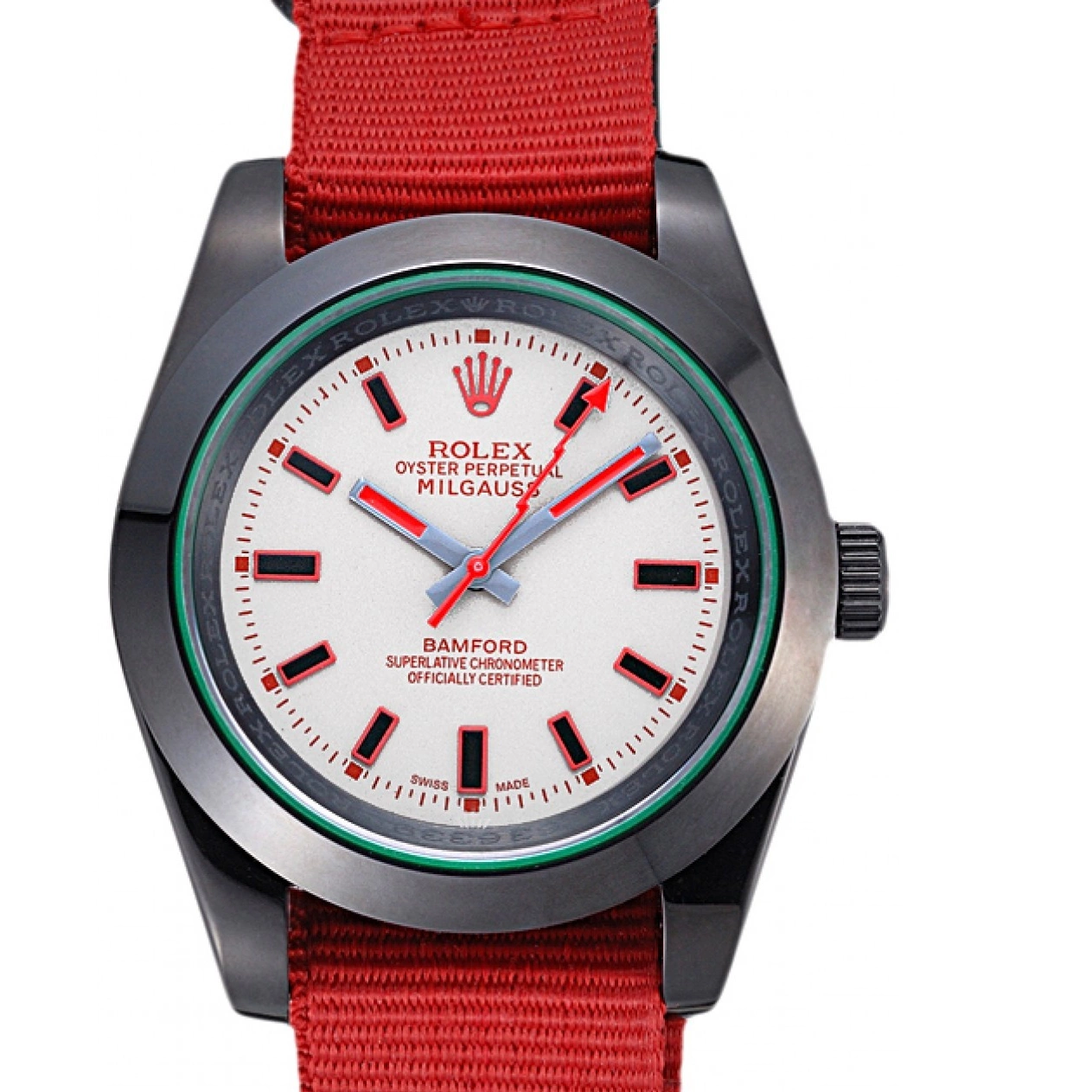 Aaa fake watches Bamford Nylon Strap Milgauss Rolex Red 622002 0226