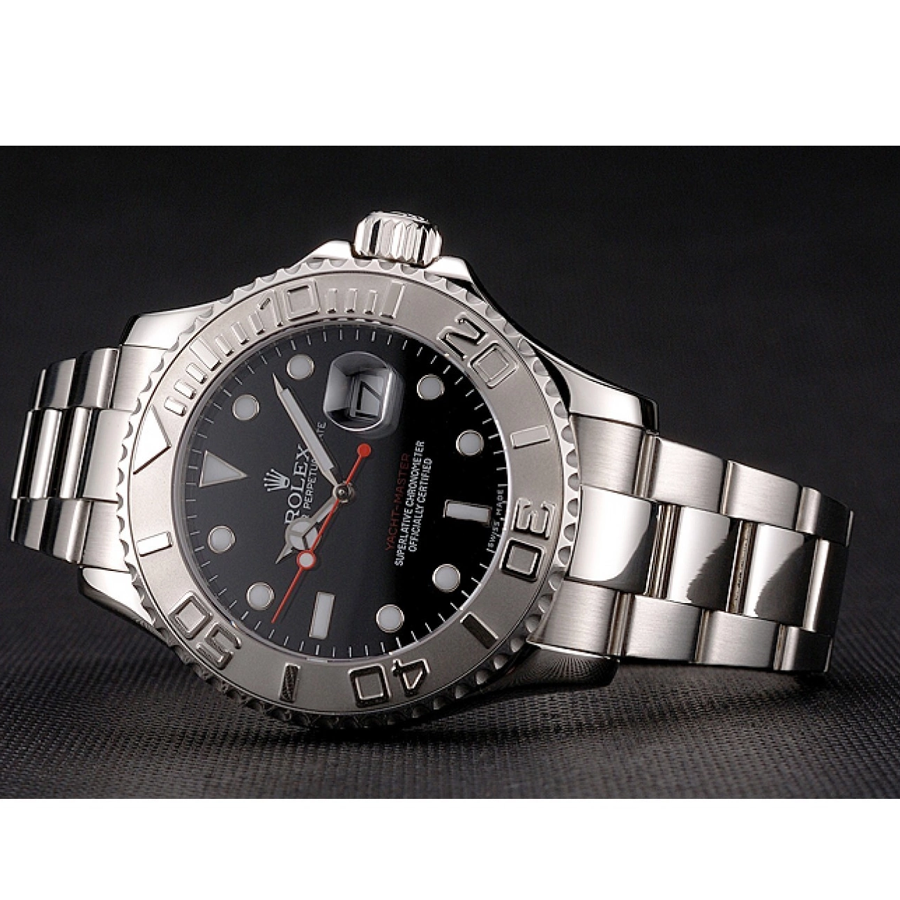 Aaa fake watches Bracelet Stainless Rolex Yacht-Master Black Case And Dial Steel 0223