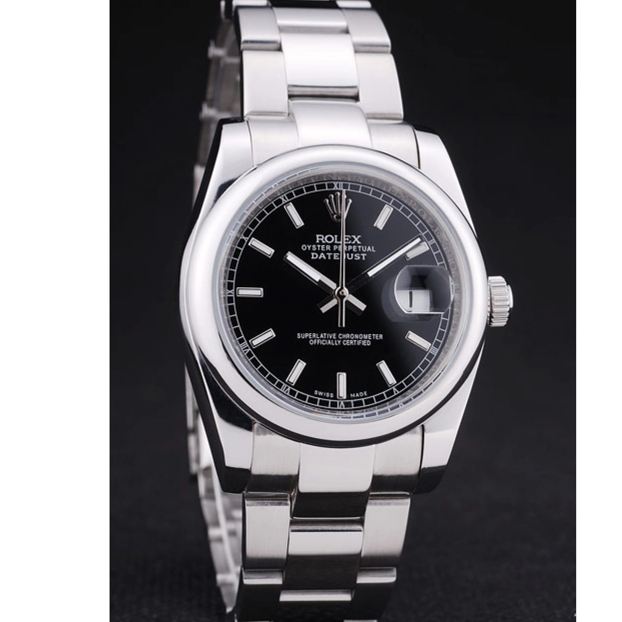 Aaa replica watch Rolex Dial Bezel Polished 7467 Datejust Black Silver 0226