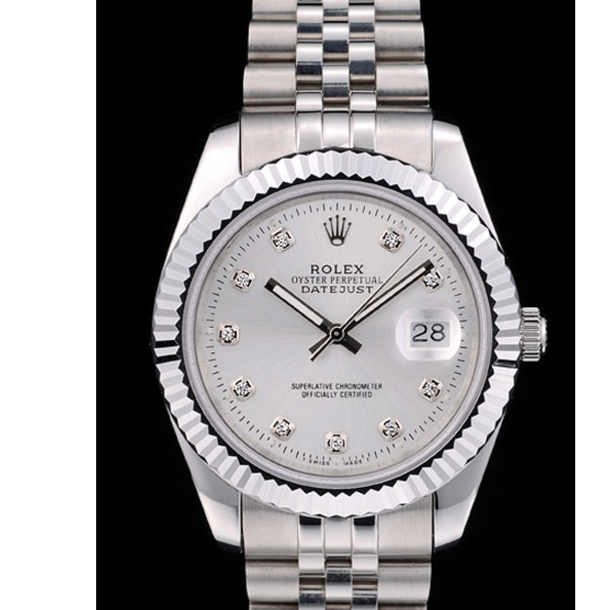 Aaa replica watch Silver Dial Rolex DateJust Bezel 41996 Stainless Swiss Steel Ribbed 0213