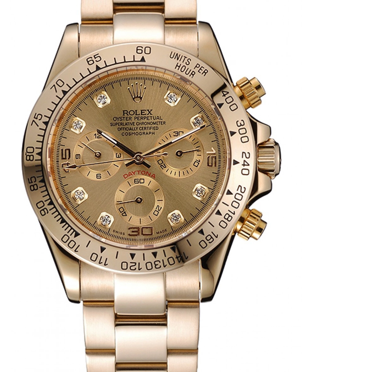 Aaa replica watch Dial Daytona Bracelet Diamond Numerals Brown And Cosmograph Rolex Gold Case 1454245 0218