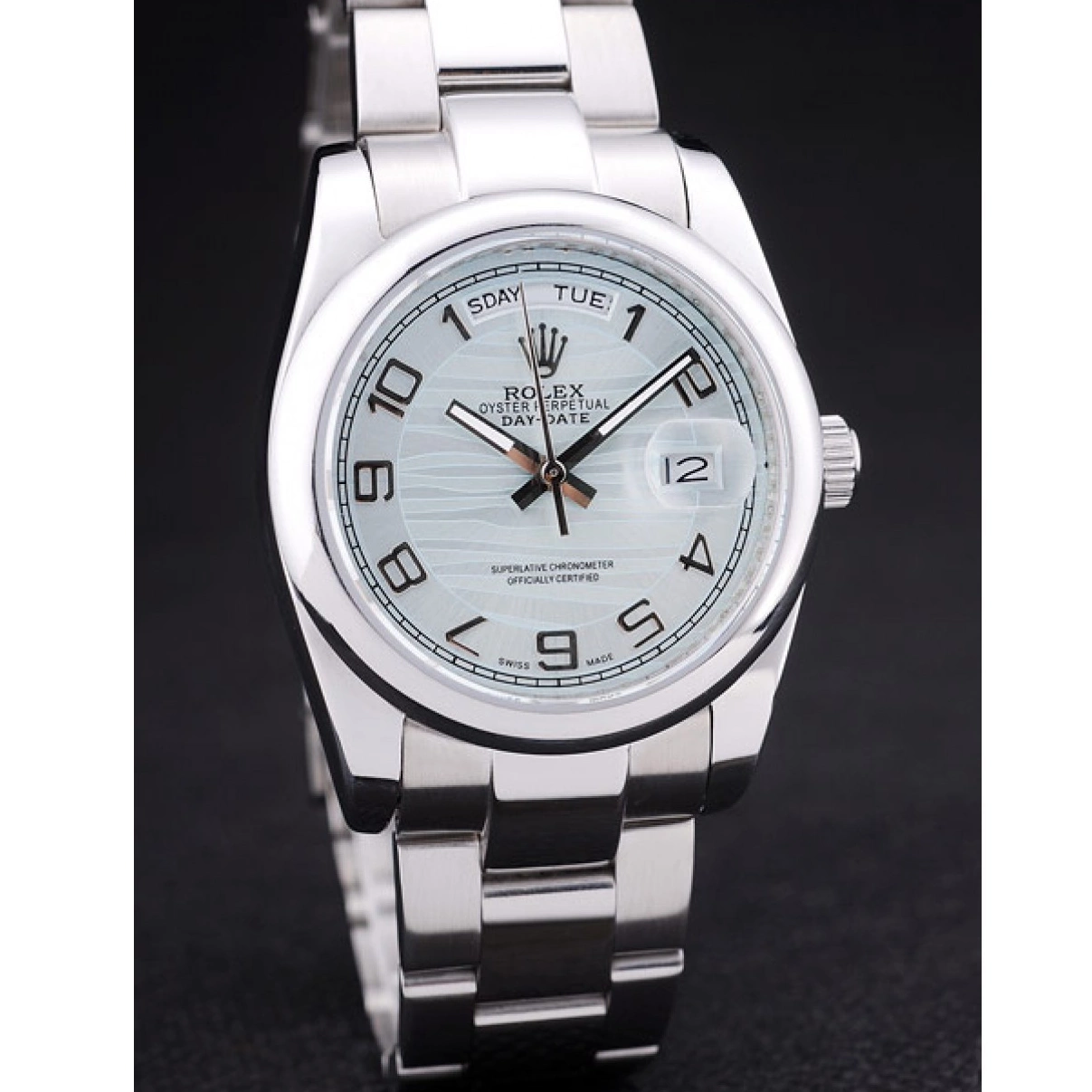 Aaa replica 7470 Polished Rolex DayDate Dial Bezel Silver White 0225