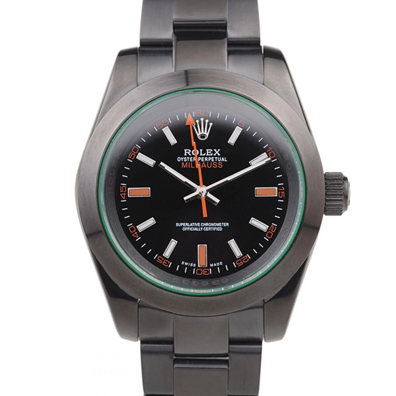 Aaa replica watch Saphire Milgauss Tinted Pro-Hunter Green Dial Black Rolex 0217