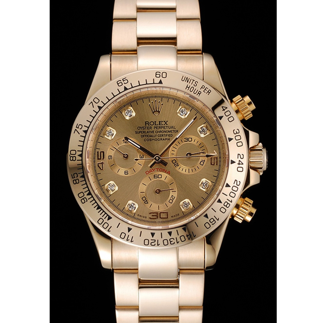 Aaa replica watch Dial Daytona Bracelet Diamond Numerals Brown And Cosmograph Rolex Gold Case 1454245 0218