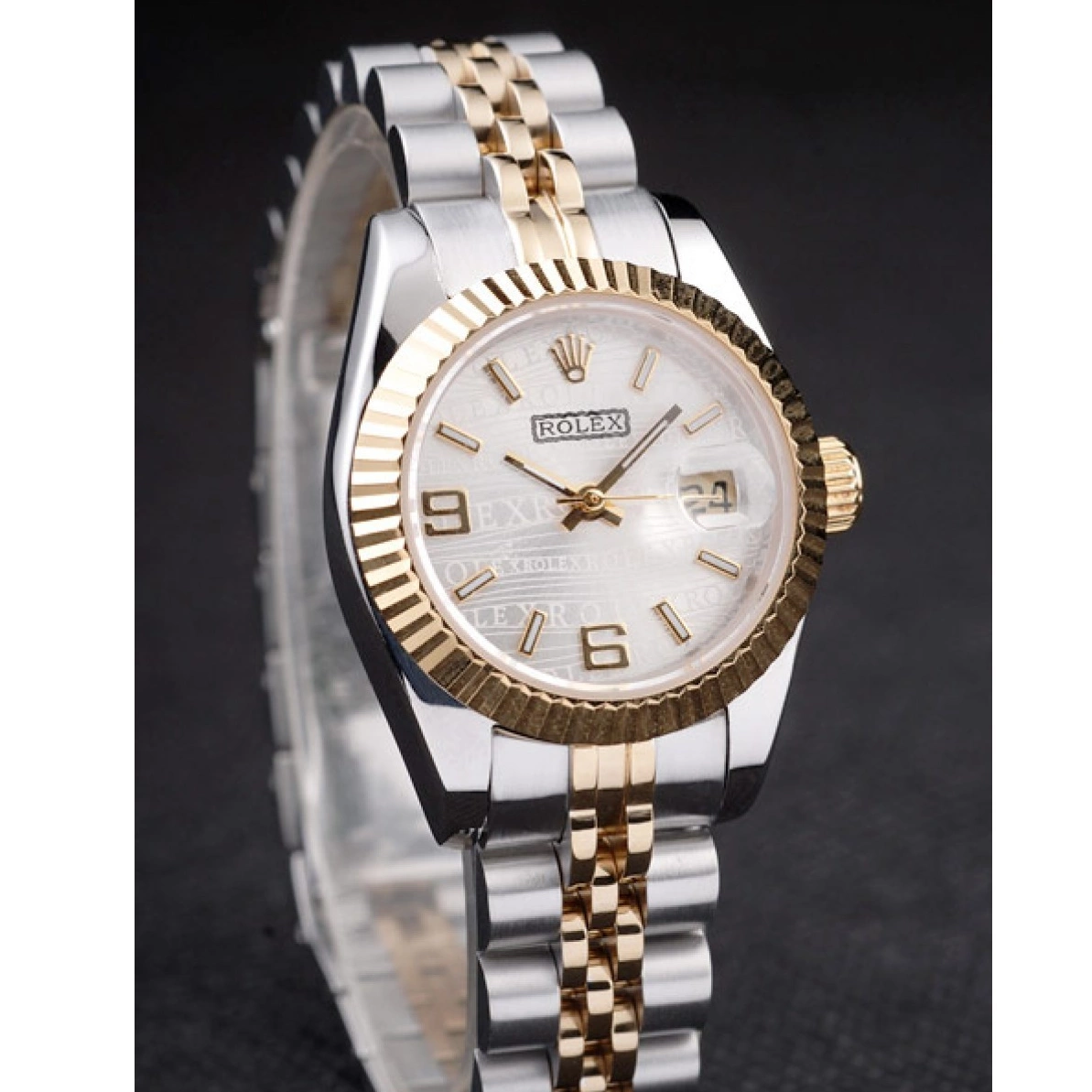 Aaa replica watch Gold Datejust Two Stainless Plated Rolex 98079 Tone Steel Yellow 0224