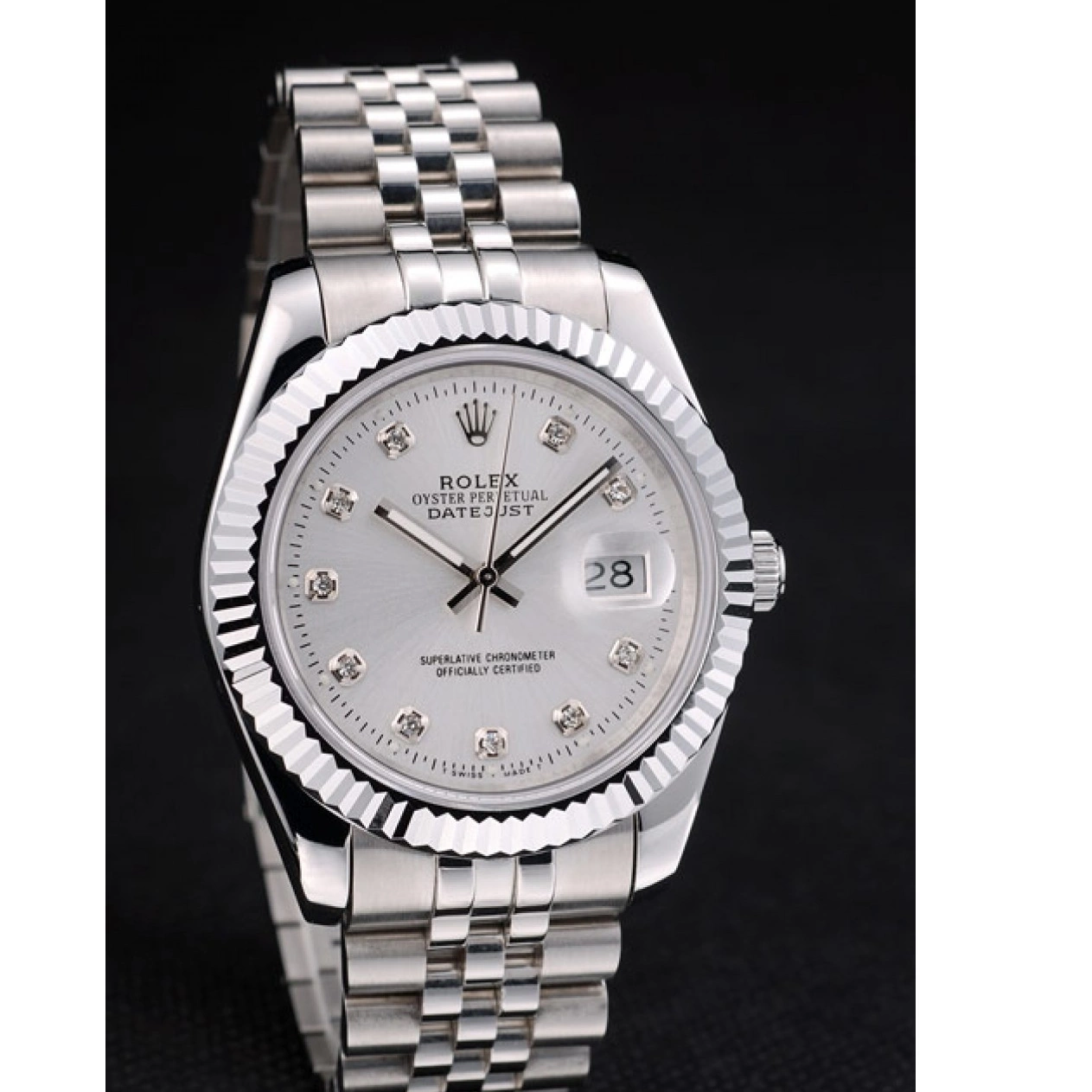 Aaa replica watch Silver Dial Rolex DateJust Bezel 41996 Stainless Swiss Steel Ribbed 0213