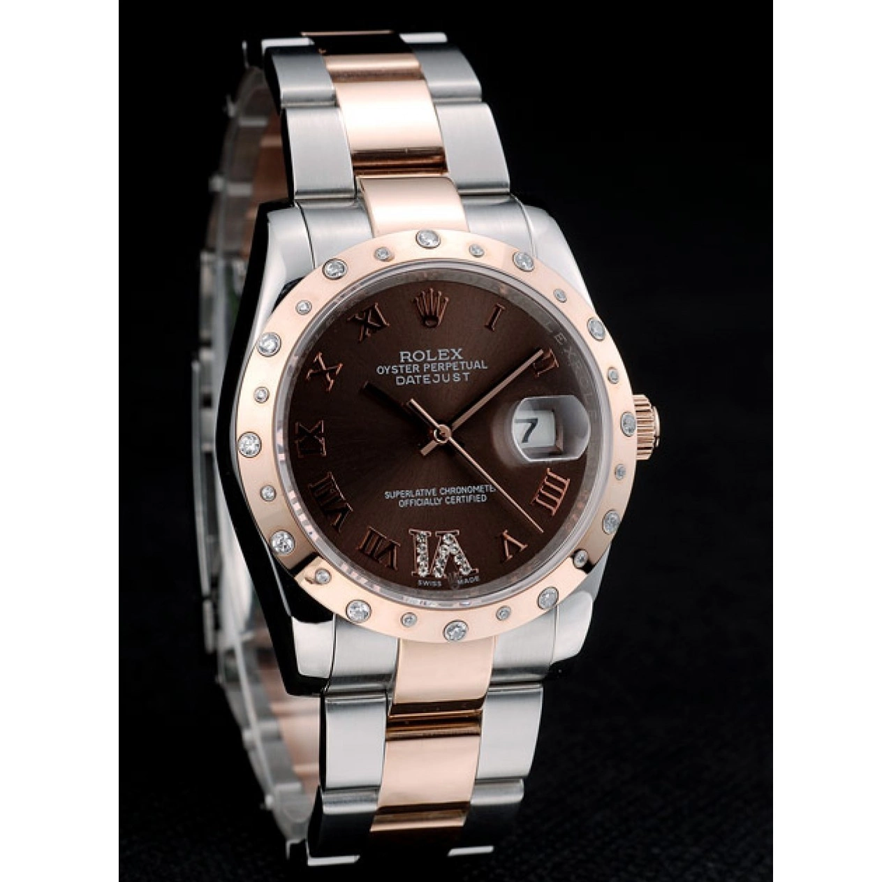 Aaa replica DateJust Brown Diamond Case Steel 41994 Stainless Brushed Plated Dial Rolex 0222