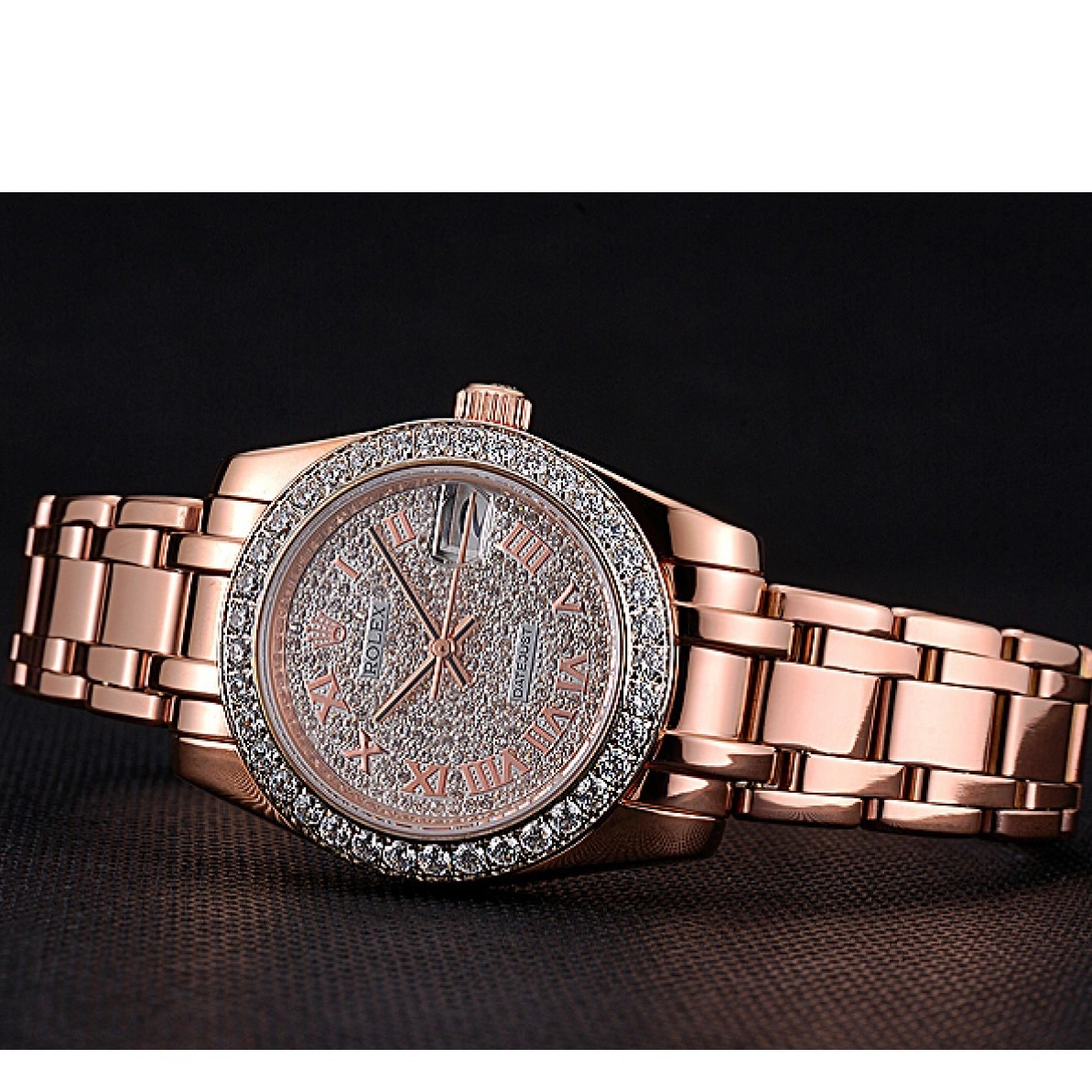 Aaa replica Diamond Rolex And Bracelet Datejust Pink Gold 622836 Case Dial And Bezel 0224